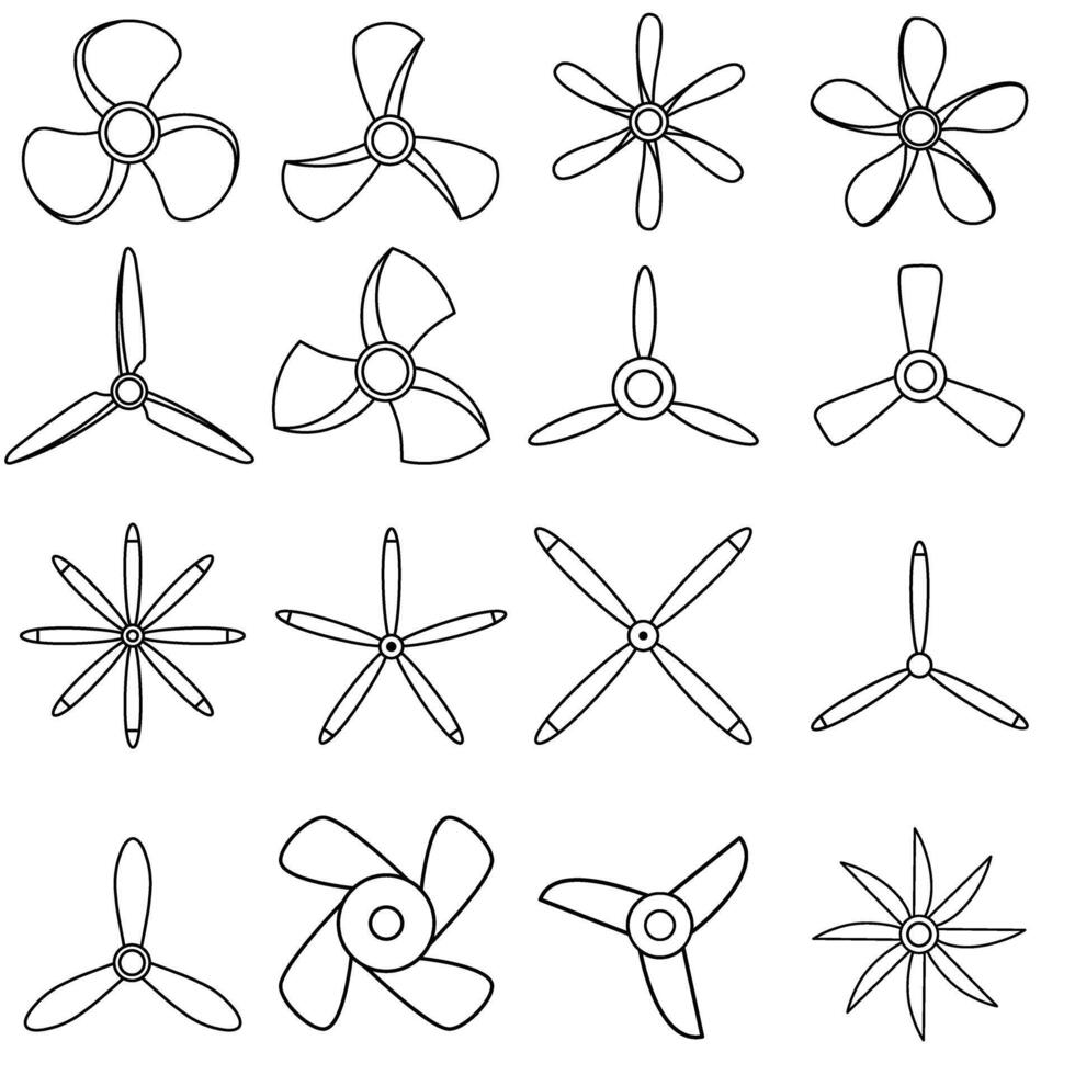 Propeller Symbol Vektor Satz. Schraube Illustration Zeichen Sammlung. Klinge Symbol oder Logo.