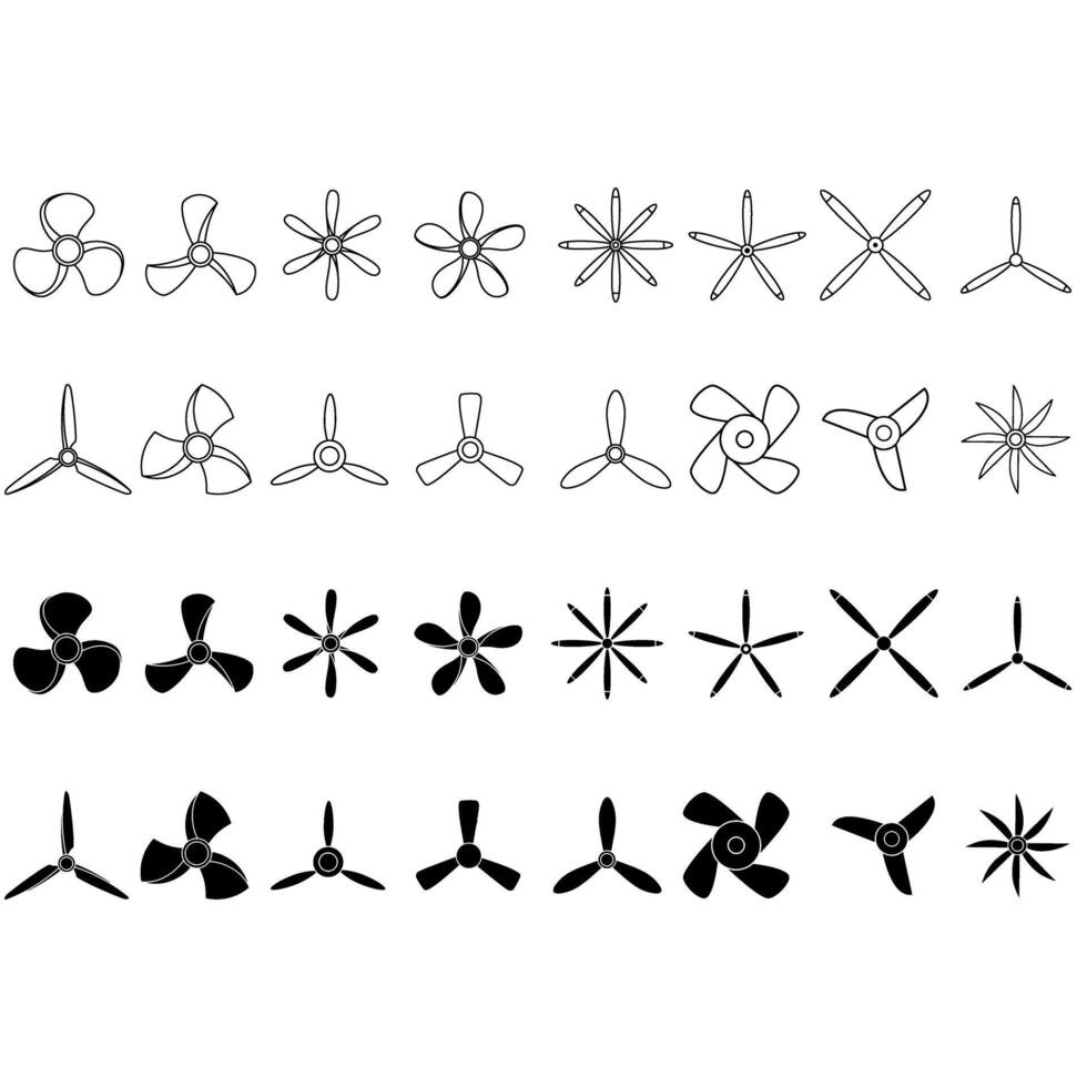 propeller ikon vektor uppsättning. skruva illustration tecken samling. blad symbol eller logotyp.