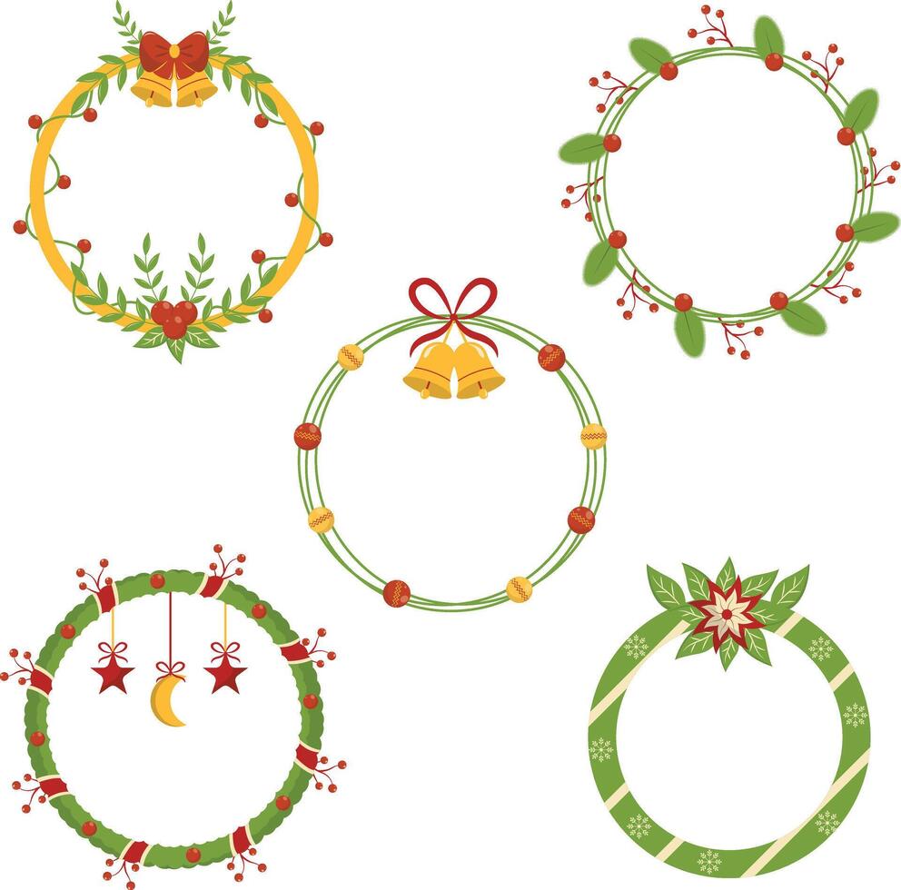 jul krans prydnad på vit bakgrund. vektor illustration uppsättning