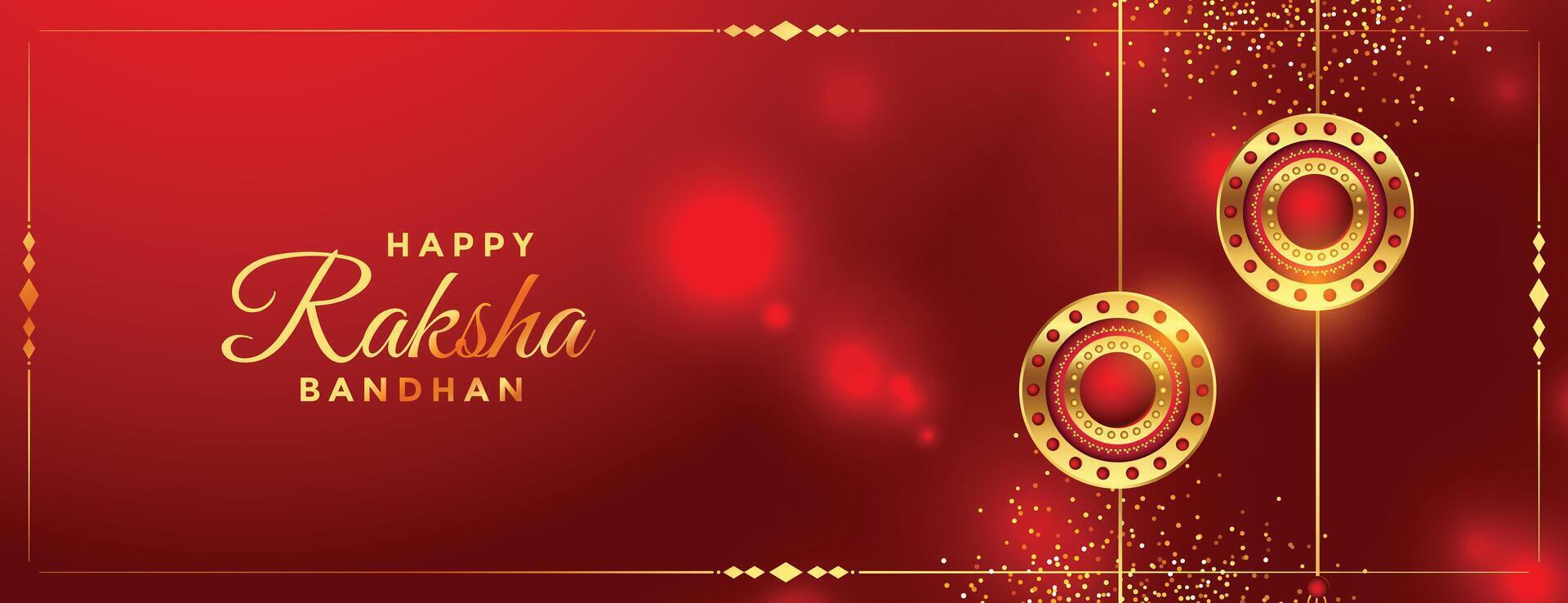 glänzend rot Raksha Bandhan Festival Gruß Banner Design vektor