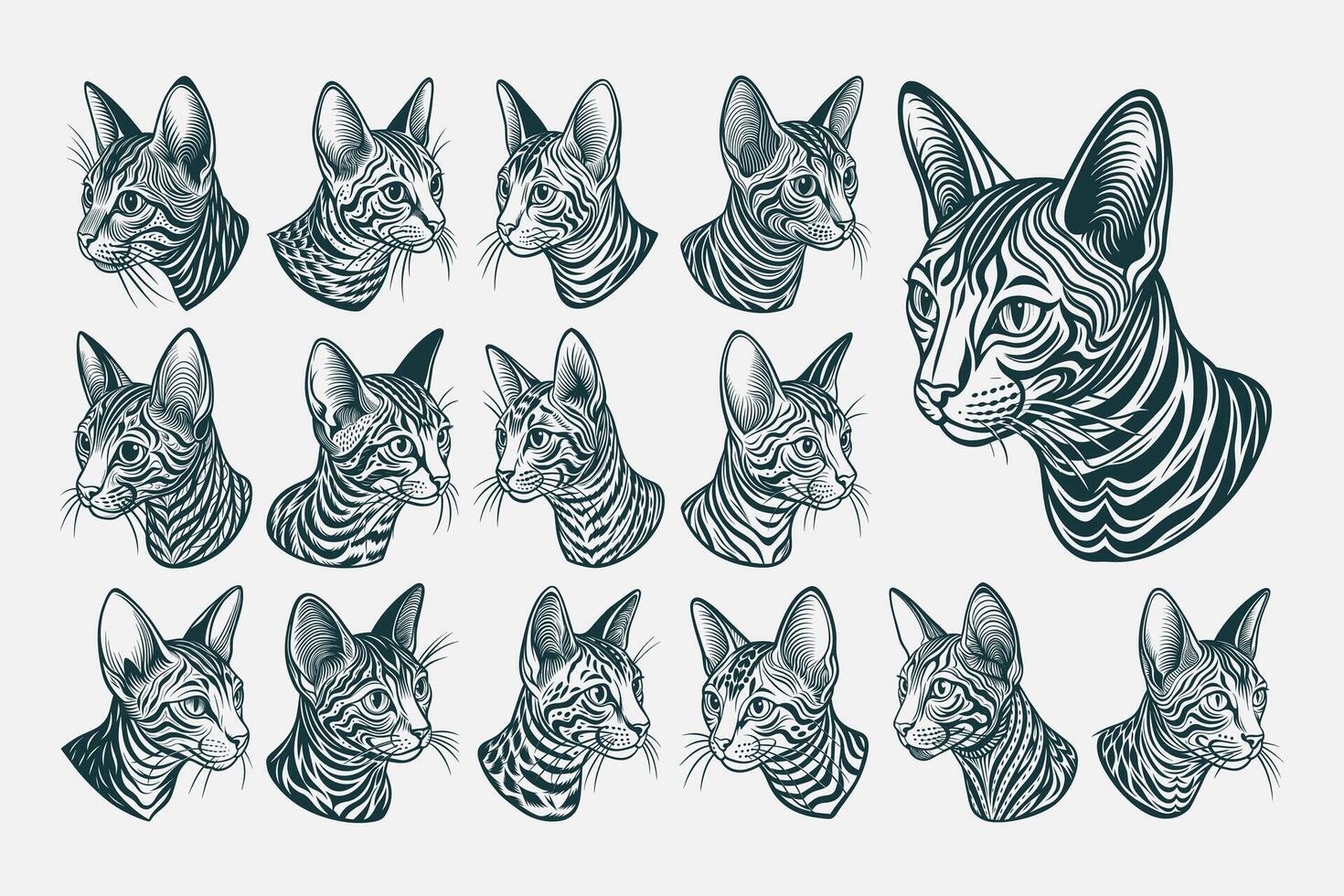 ai generiert ägyptisch mau Katze Kopf Porträt Illustration Design bündeln vektor