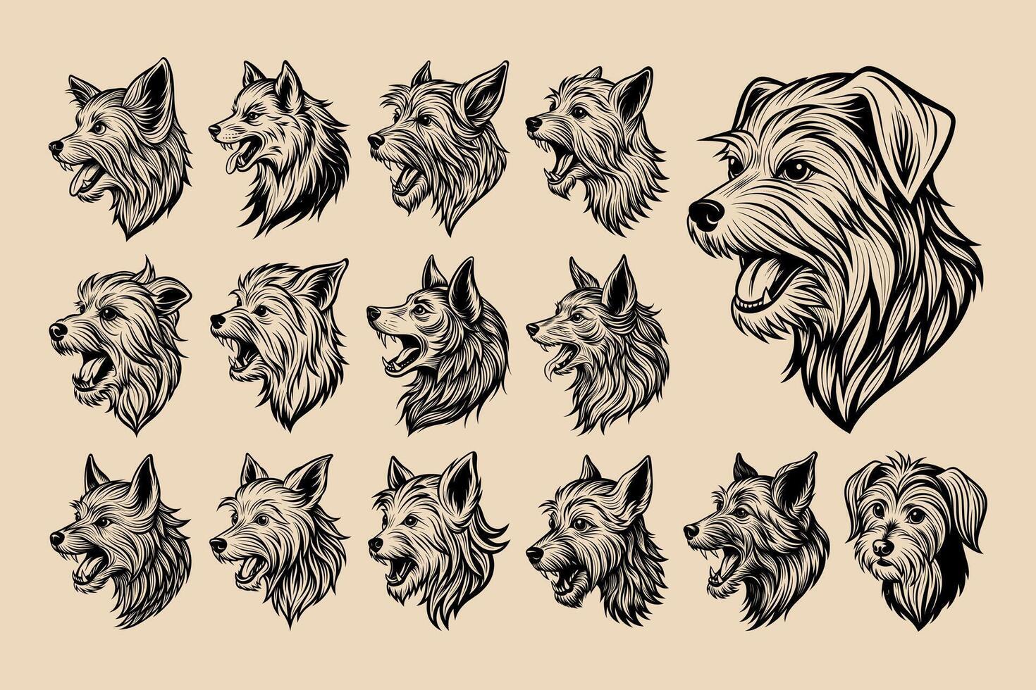 ai generiert einstellen von süß maltesisch Hund Kopf Illustration Design vektor