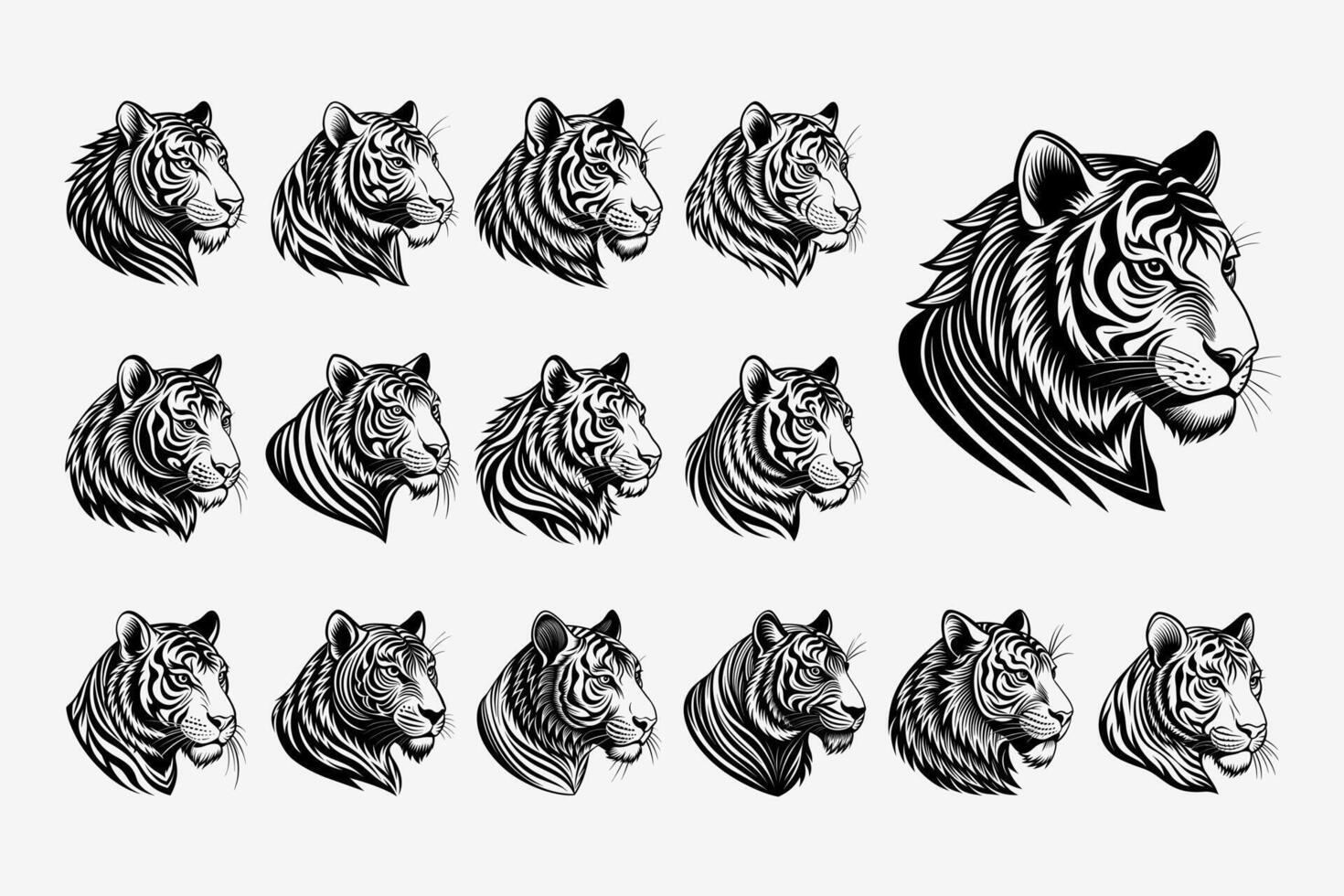 ai generiert Porträt von Tiger Kopf Illustration Design bündeln vektor