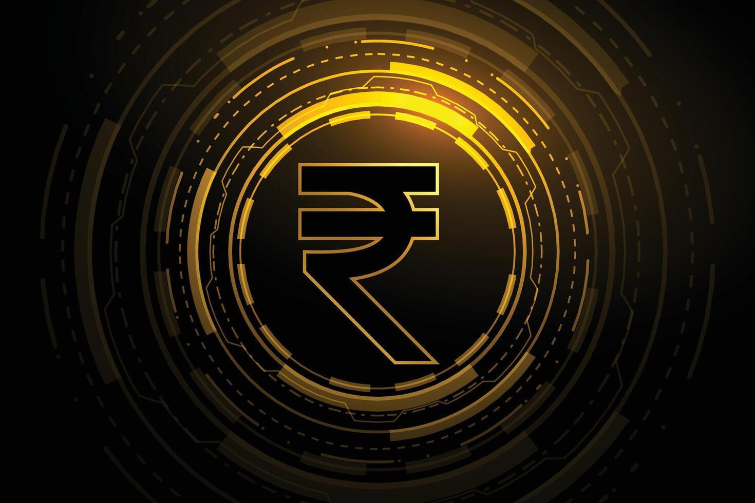 futuristisch Digital Währung Hintergrund indisch Rupie Symbol vektor