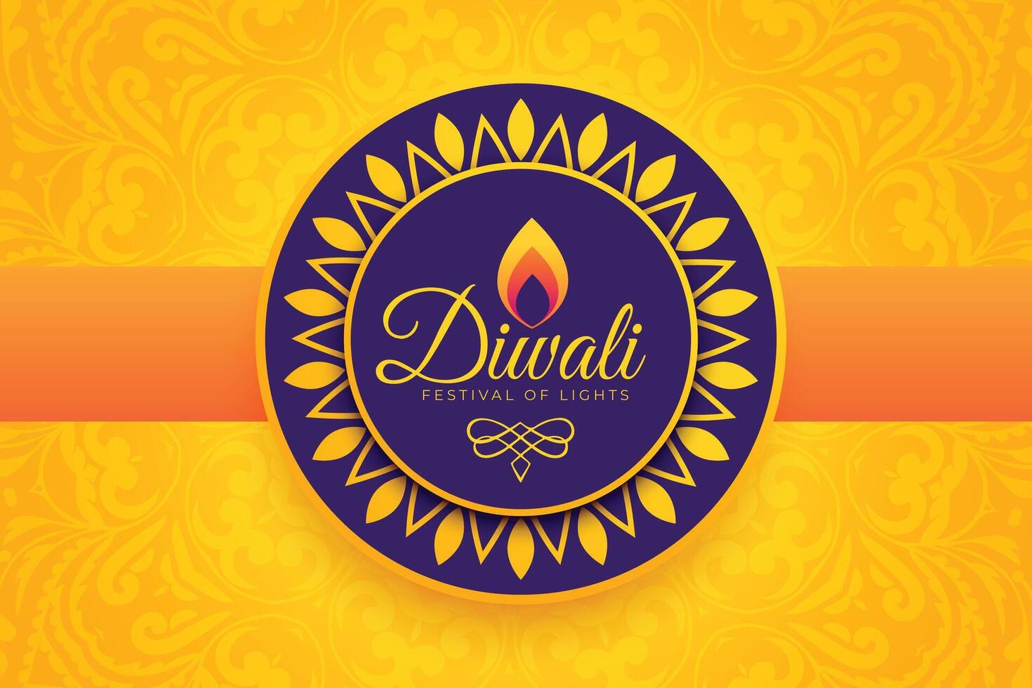 modern Stil glücklich Diwali Feier Banner im Gelb Farbe Vektor