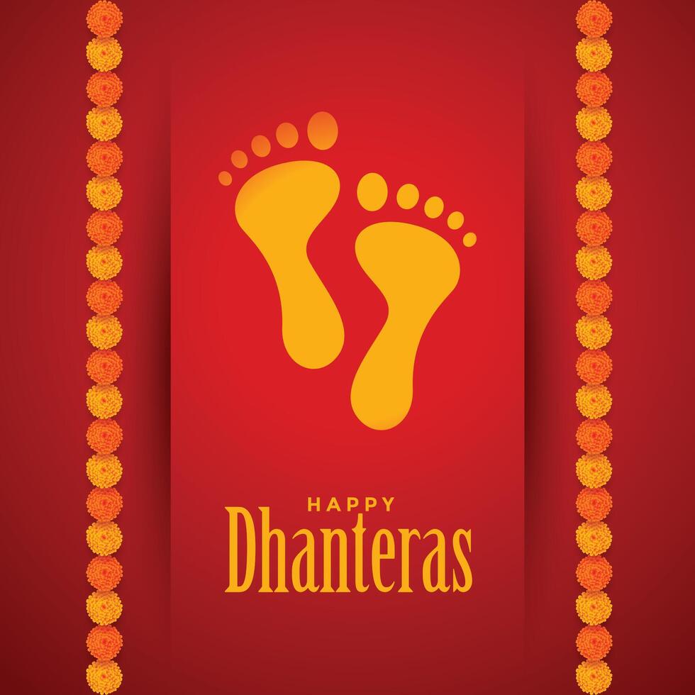 herre lakshami fotspår på dhanteras festival vektor