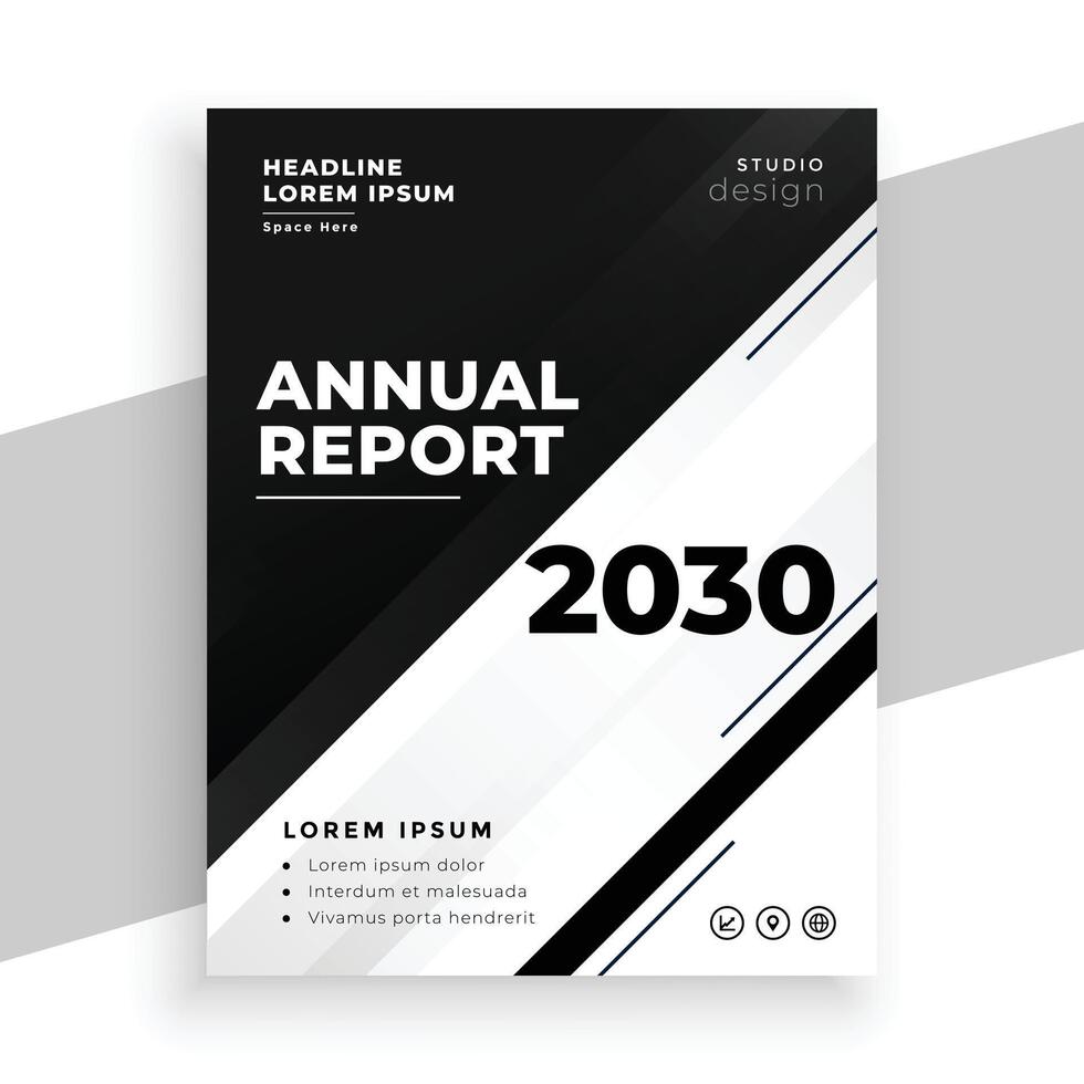 abstrakt schwarz und Weiß jährlich Bericht Geschäft Broschüre Vorlage vektor