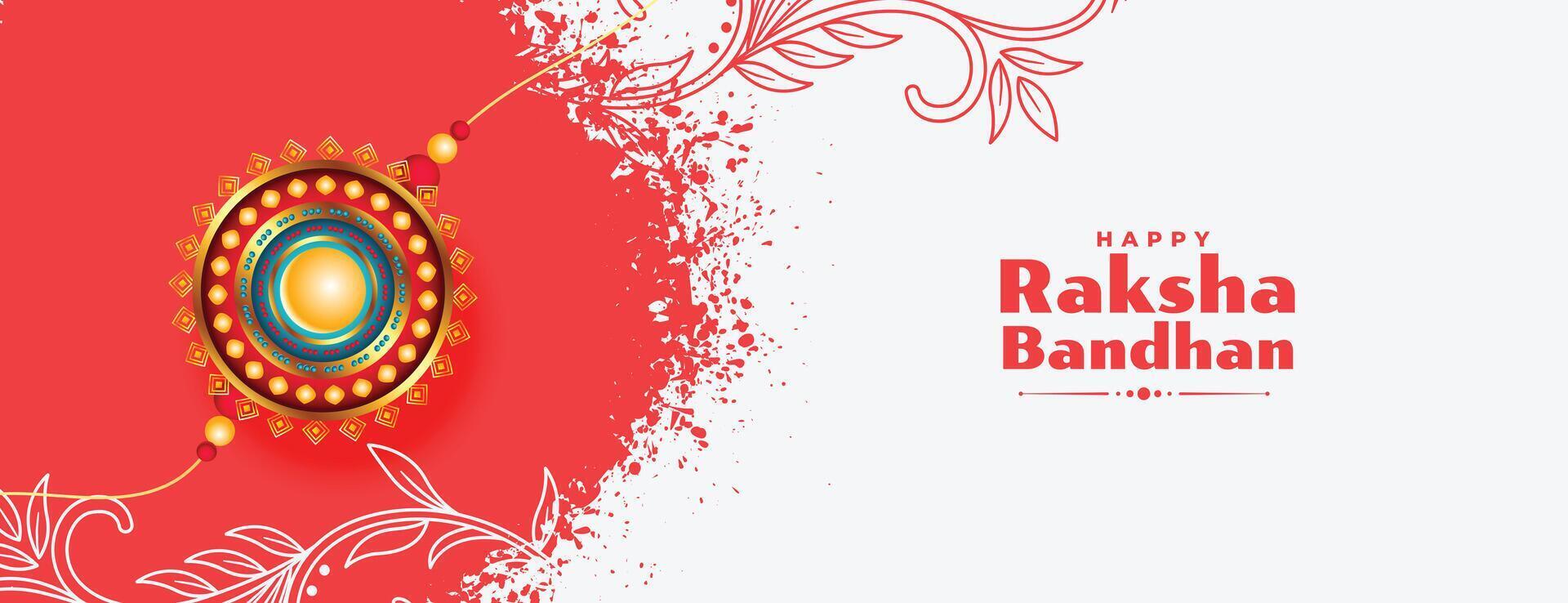 abstrakt glücklich Raksha Bandhan Festival Banner mit Rakhi Design vektor