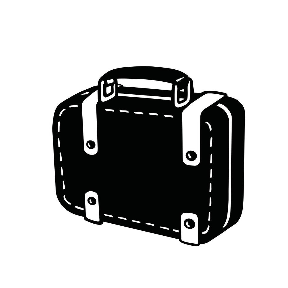 resväska, resa väska. hand bagage typ silhuett dragen förbi hand. vektor illustration