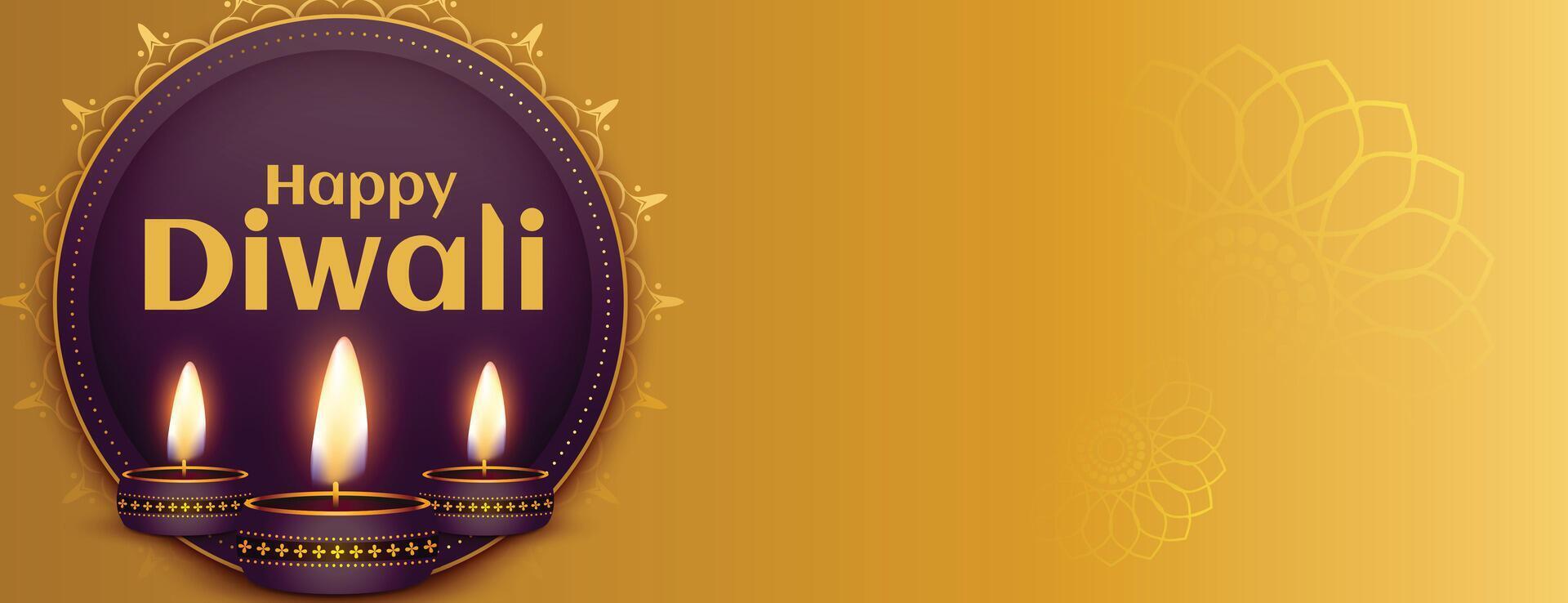 Prämie glücklich Diwali Gelegenheit Banner mit Kopieren Raum Vektor