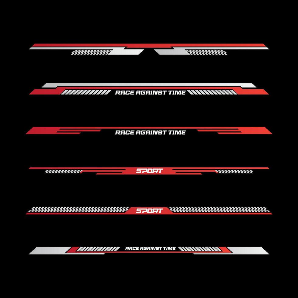 sport tävlings Ränder bil klistermärken. modifiering kropp hastighet och drift vinyl dekal isolerat uppsättning mallar vektor