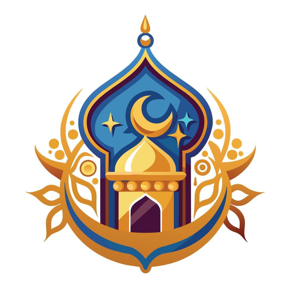 Vektor Illustration von Moschee Emblem. Ramadan kareem Gruß Karte oder Poster.