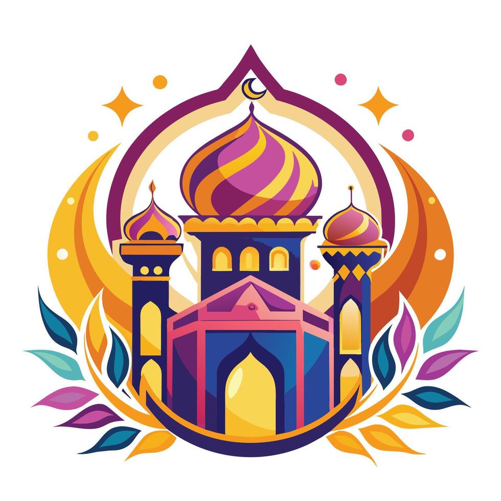 Vektor Illustration von Moschee Emblem. Ramadan kareem Gruß Karte oder Poster.