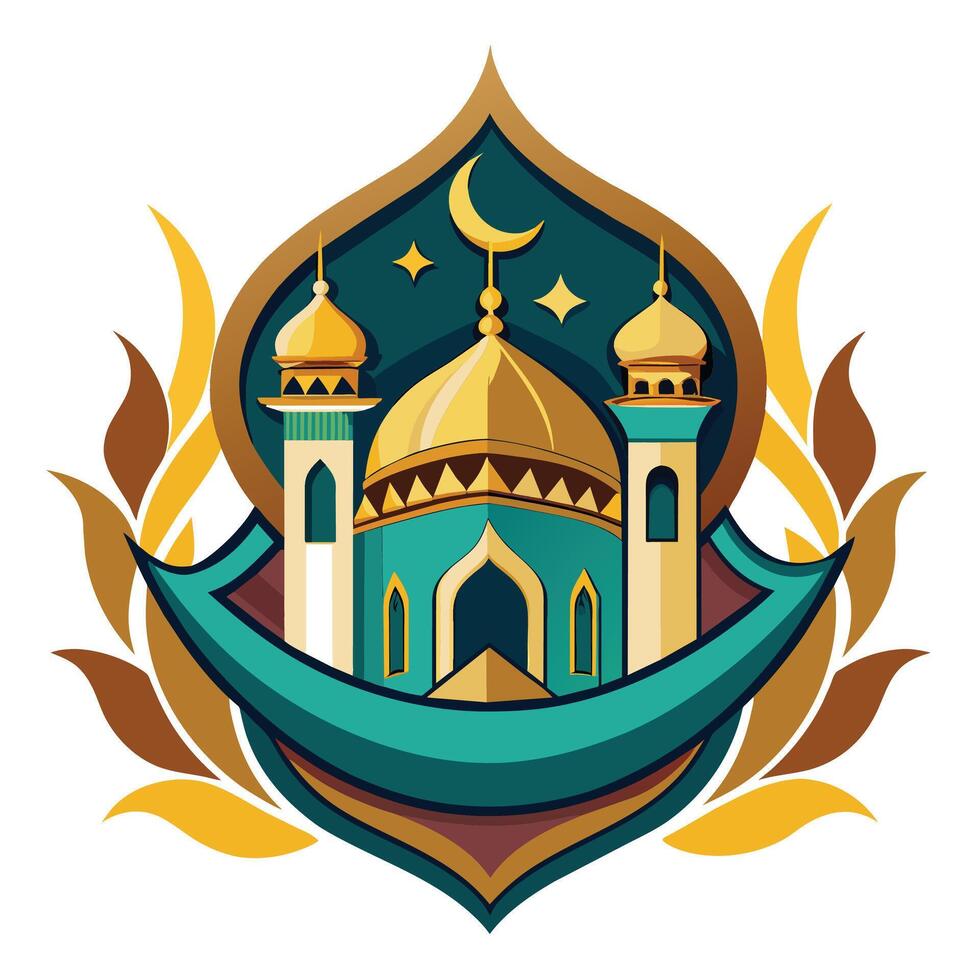 Vektor Illustration von Moschee Emblem. Ramadan kareem Gruß Karte oder Poster.