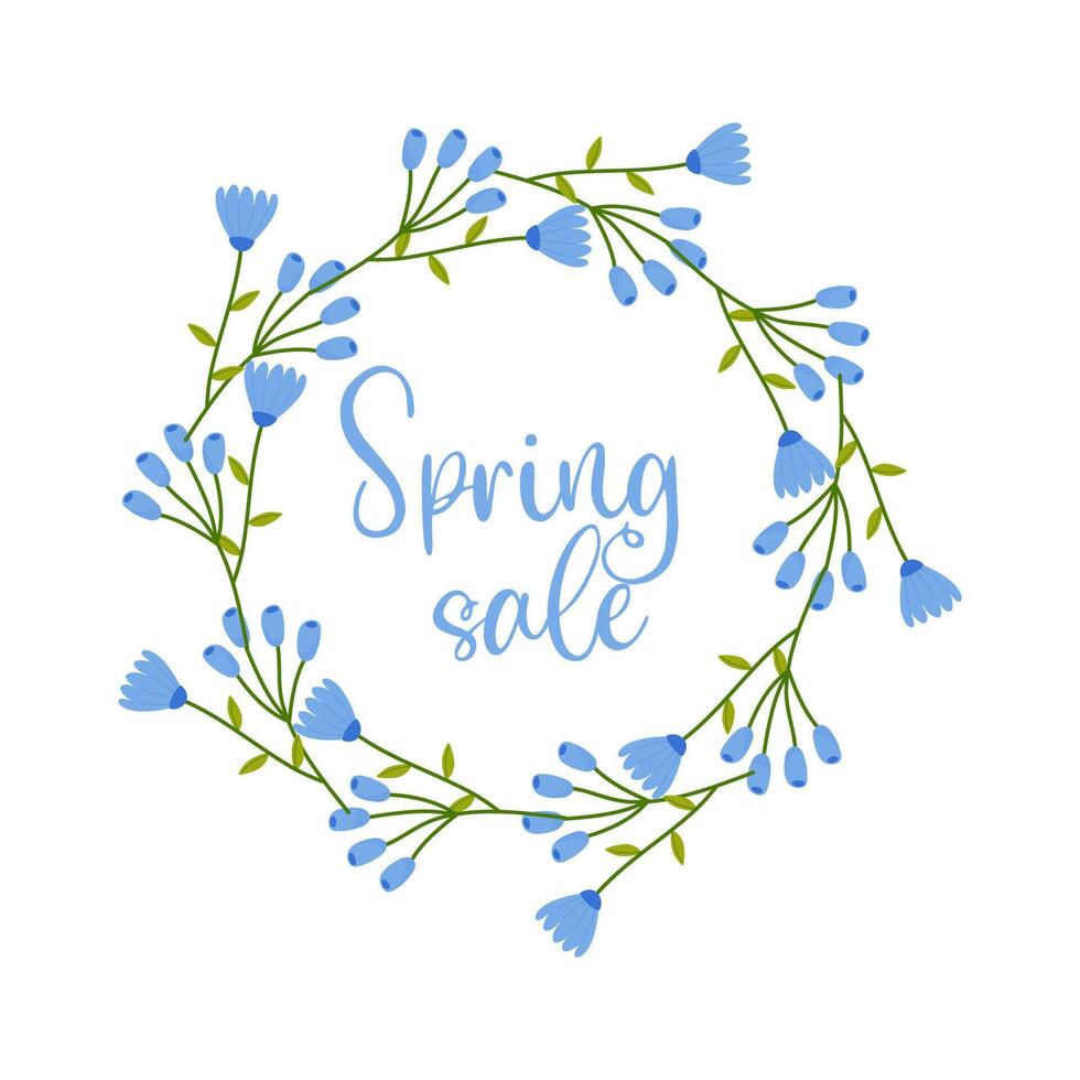 Frühling Verkauf, Rahmen mit Blumen- Rand mit Beschriftung und anders Blumen zum Poster, Banner, Werbung vektor