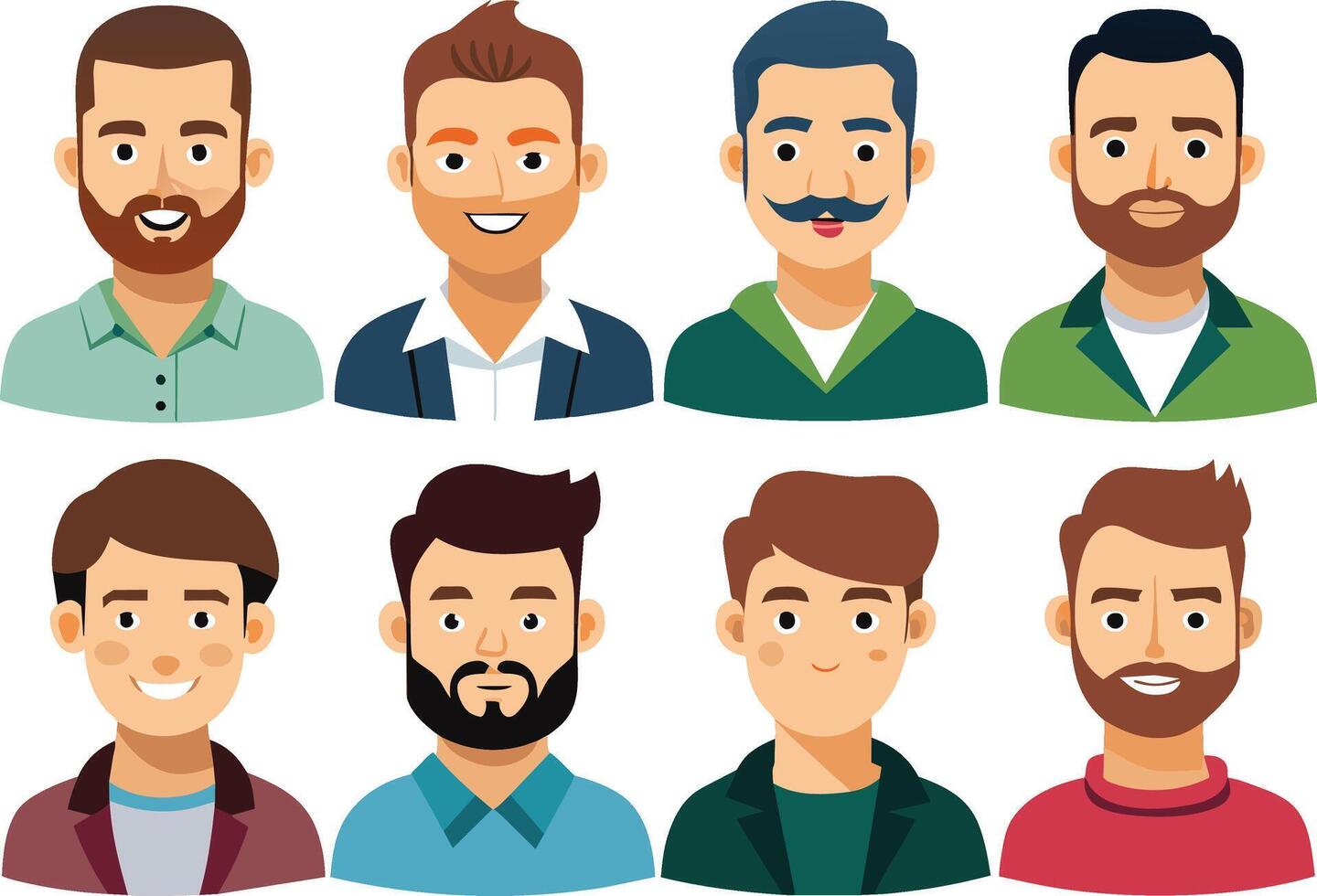 uppsättning av män avatars med annorlunda frisyrer. vektor illustration.