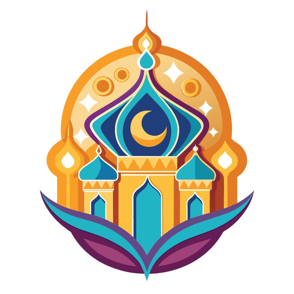 Vektor Illustration von Moschee Emblem. Ramadan kareem Gruß Karte oder Poster.