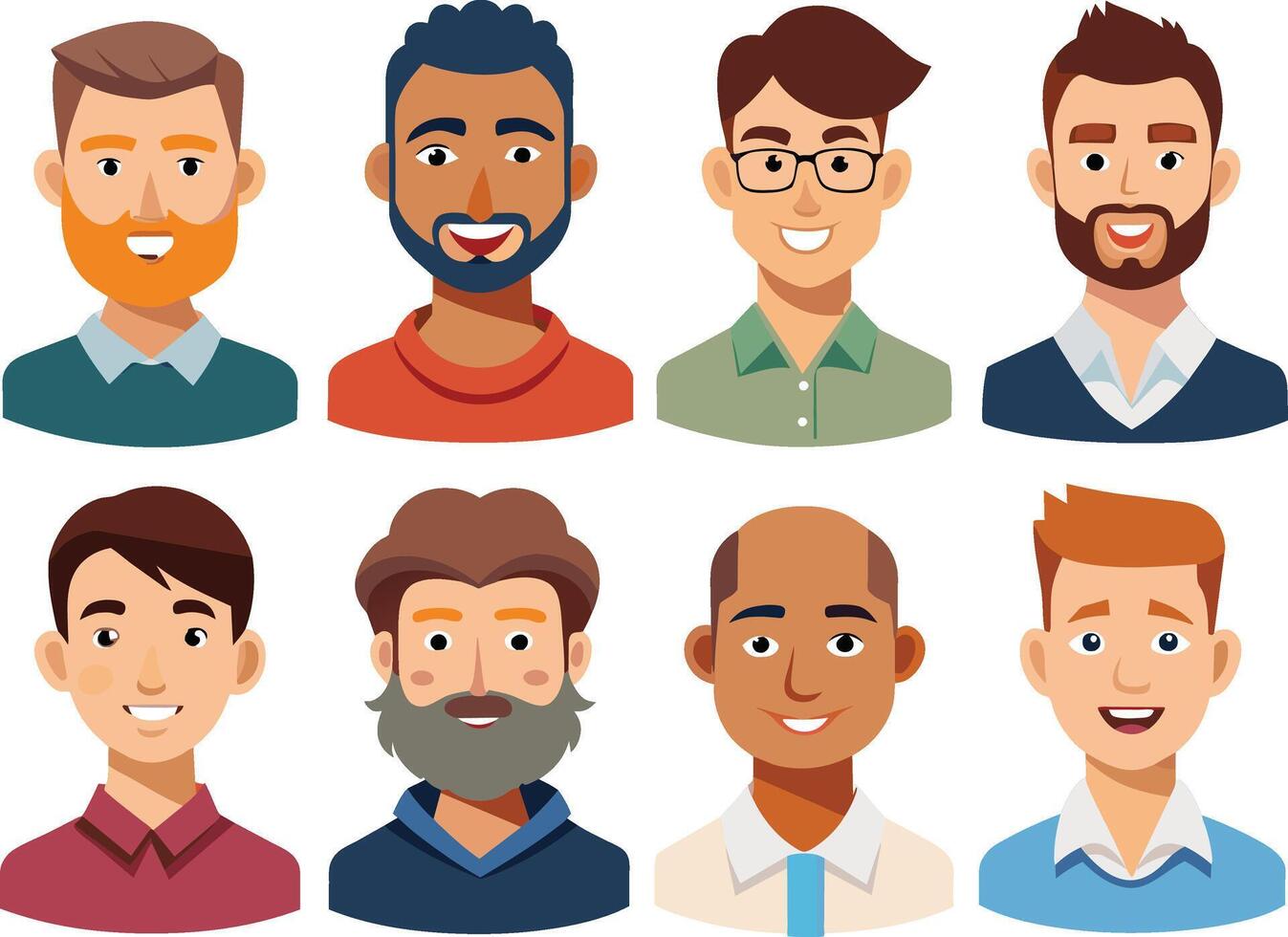 en serier av ansikten av män med skägg vektor illustration