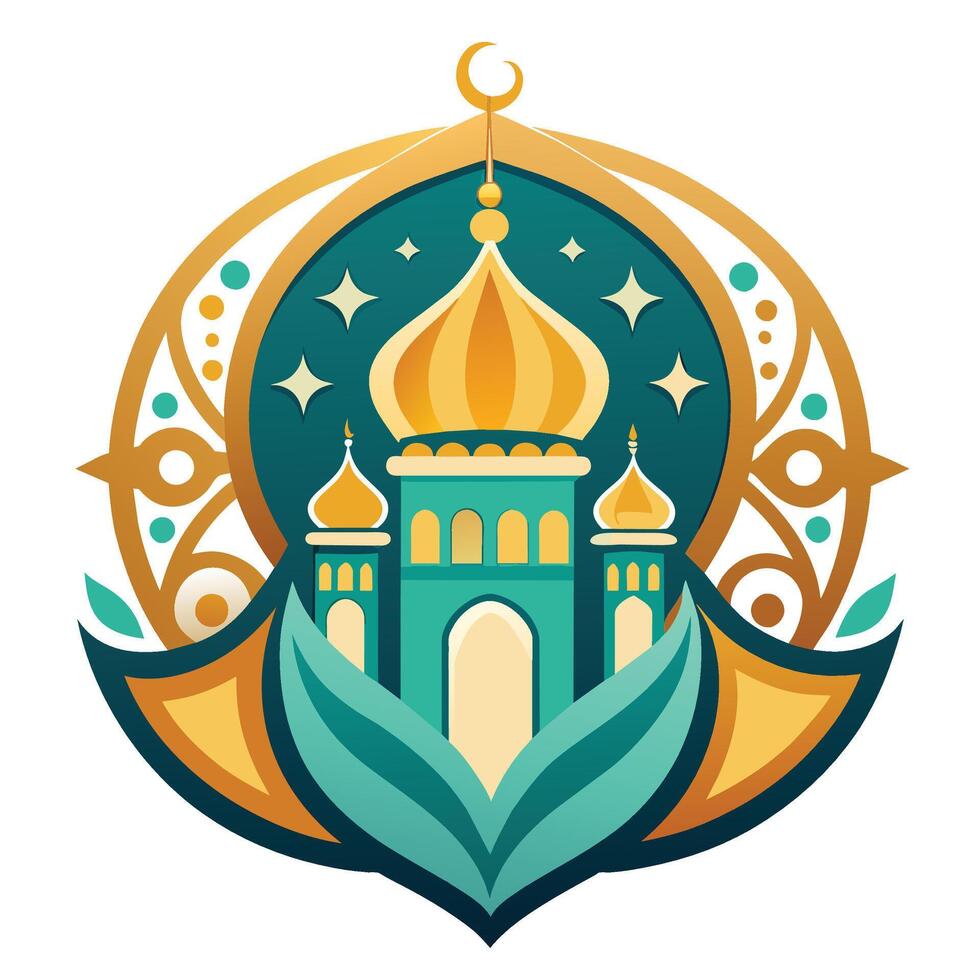 Vektor Illustration von Moschee Emblem. Ramadan kareem Gruß Karte oder Poster.