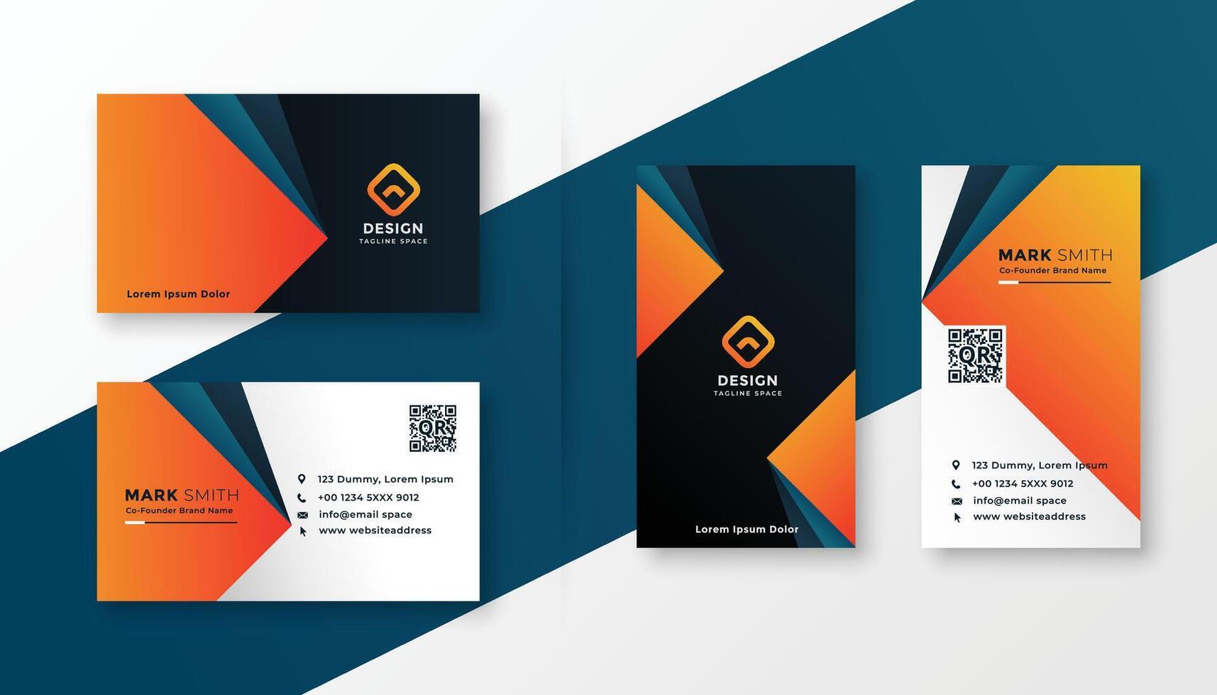 geometrisk modern företag kort design i orange tema vektor