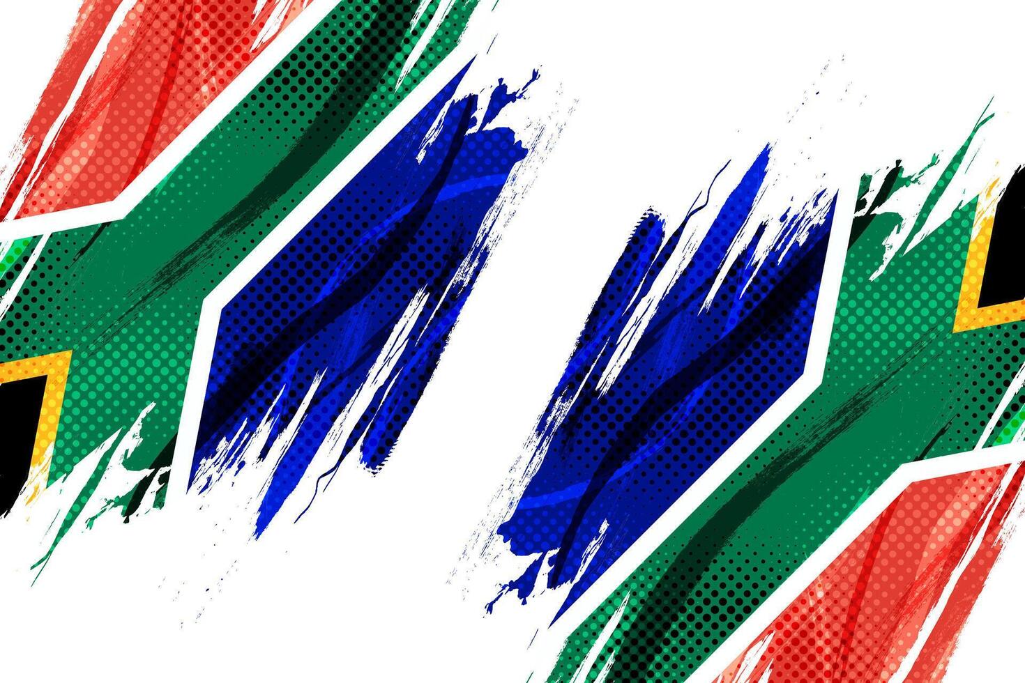Süd Afrika Flagge mit Bürste Farbe Stil und Halbton Wirkung. Süd Afrika Flagge Hintergrund mit Grunge Konzept vektor