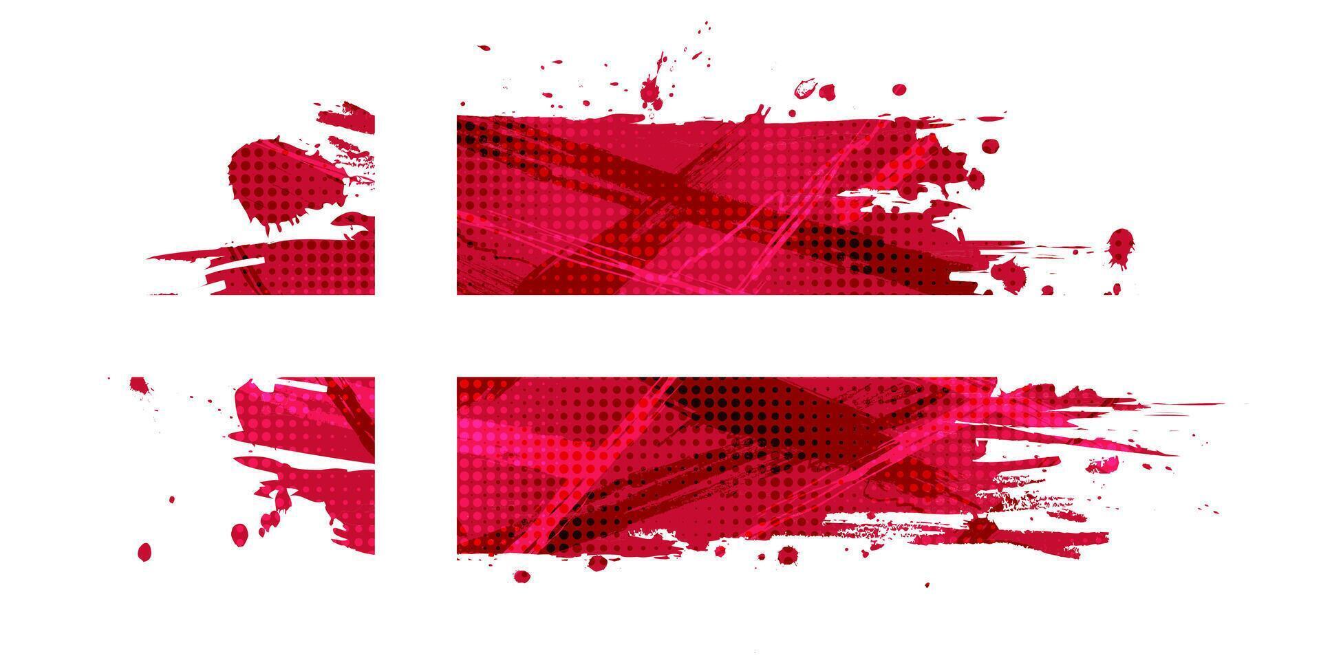 National Flagge von Dänemark mit Bürste Farbe Stil und Halbton Wirkung. dänisch Flagge Hintergrund mit Grunge Konzept vektor