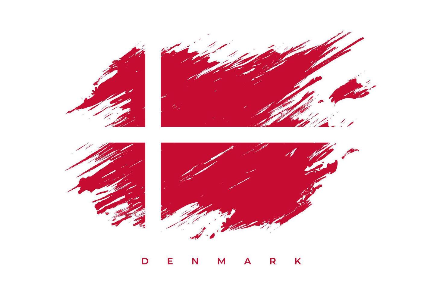 National Flagge von Dänemark mit Bürste Farbe Stil. dänisch Flagge Hintergrund mit Grunge Konzept vektor