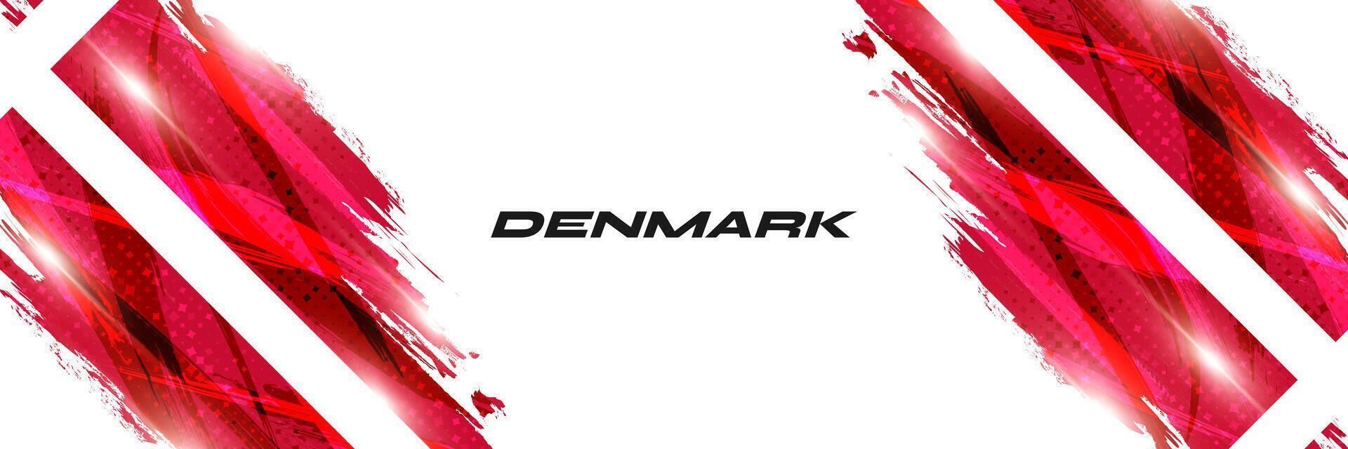 National Flagge von Dänemark im Bürste Farbe Stil mit Halbton und glühend Licht Auswirkungen. dänisch Flagge Hintergrund mit Grunge Konzept vektor