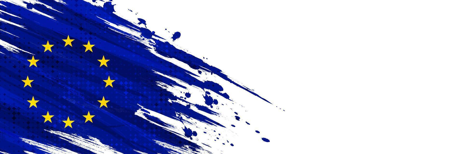 europeisk union flagga i borsta måla stil med halvton effekt. flagga av Europa med grunge begrepp vektor