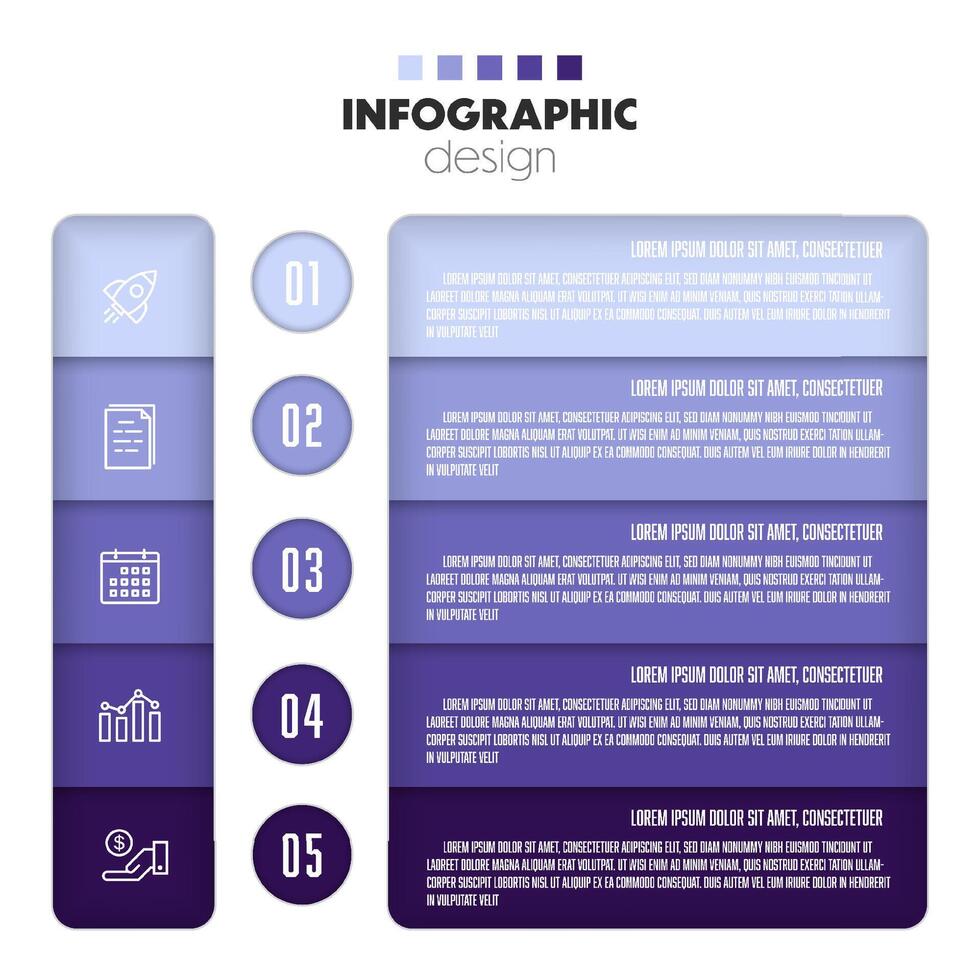 Vektor Etikette verschachtelt Vorlage Design Infografik zum Geschäft Konzept 5 Schritt.