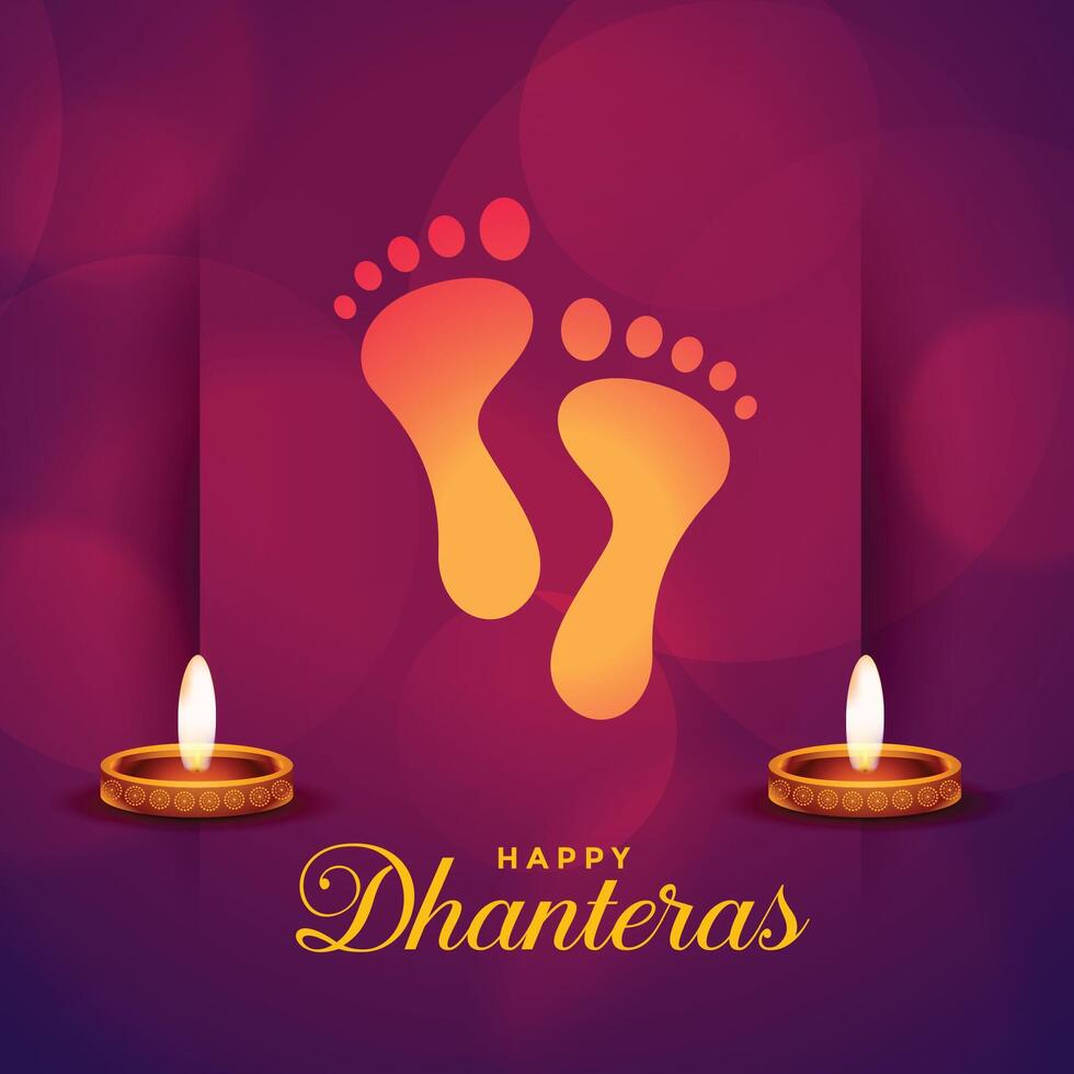 glücklich Dhanteras Festival Karte mit Gott Füße drucken vektor