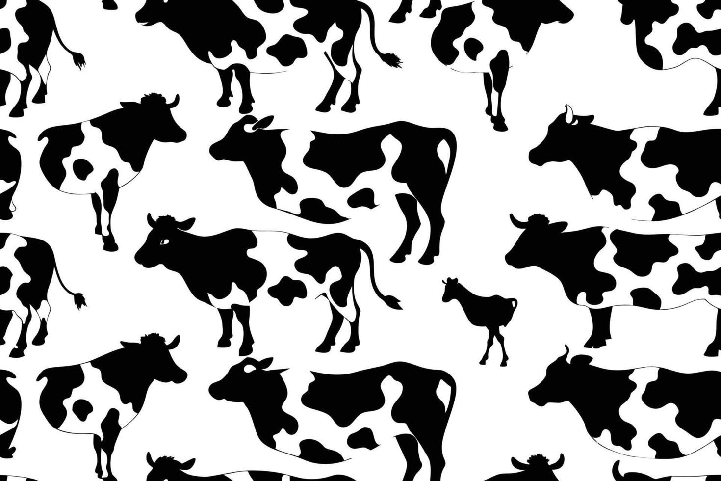 svart ko skriva ut sömlös mönster vektor på isolerat vit bakgrund