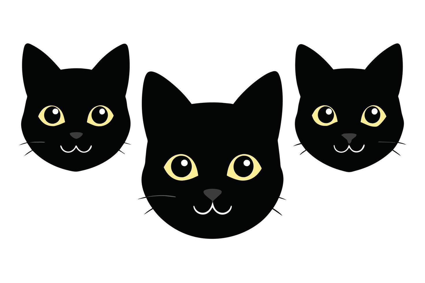 uppsättning av svart blandad katter ansikten isolerat på vit bakgrund vektor
