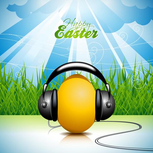 Ostern-Abbildung mit musikalischem Ei auf Frühlingshintergrund. vektor