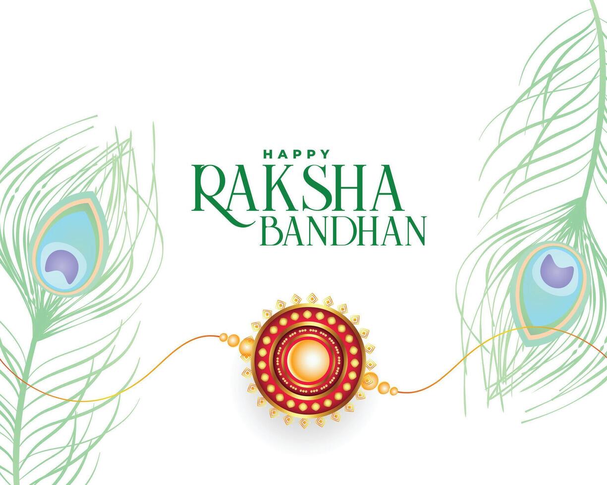 Lycklig Raksha bandhan baner med rakhi och påfågel fjäder design vektor