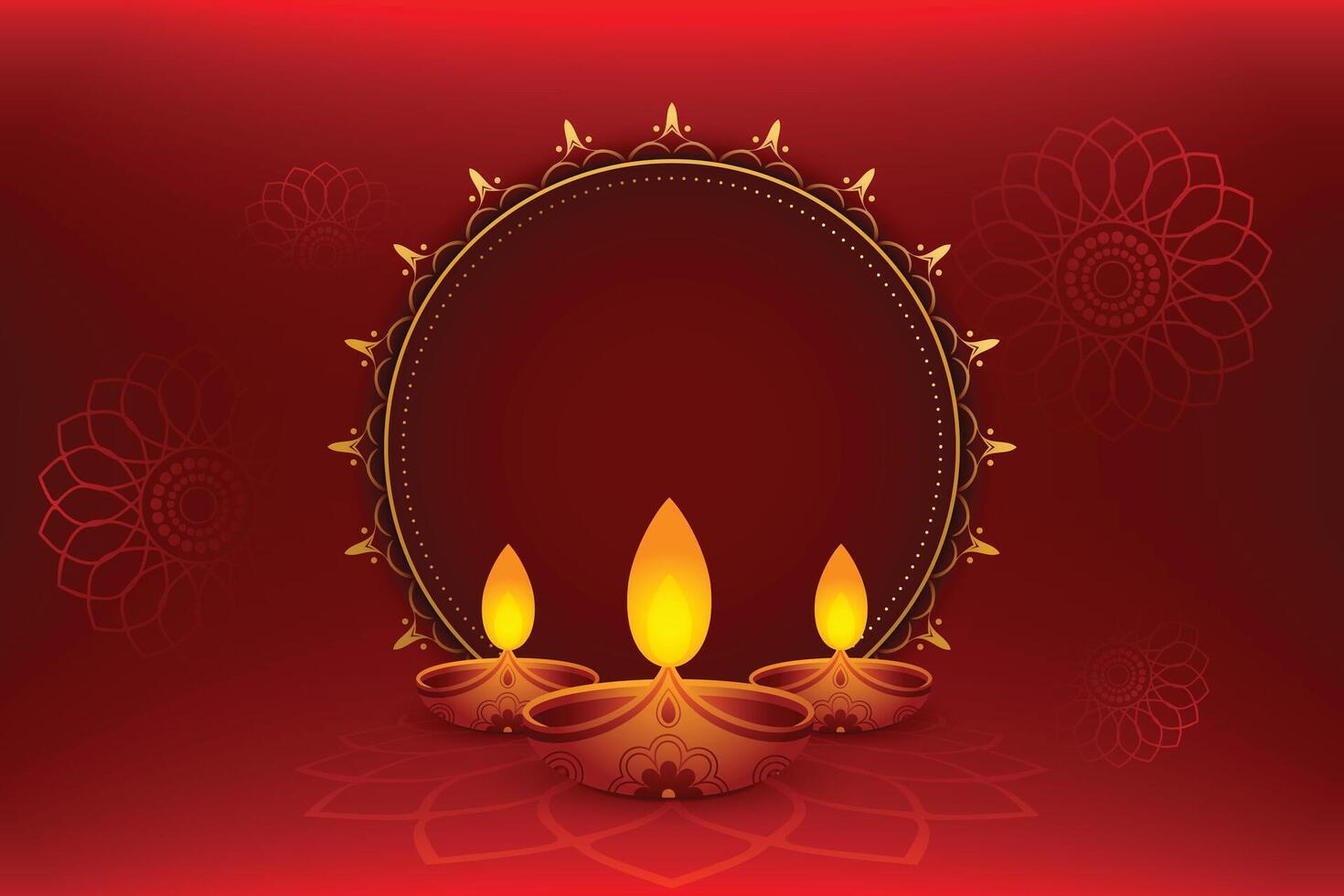glücklich Diwali Vorlage mit Text oder Bild Raum im rot Hintergrund vektor