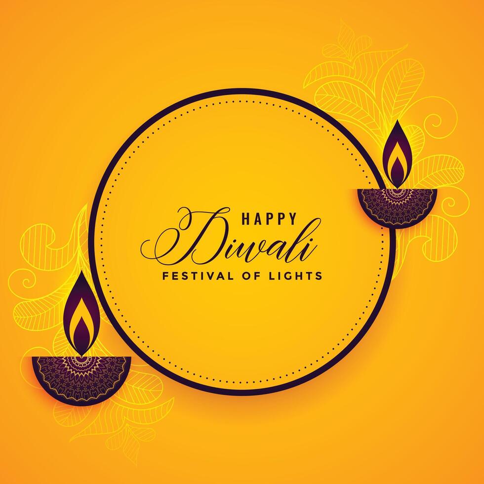 Lycklig diwali festival gul hälsning kort design vektor