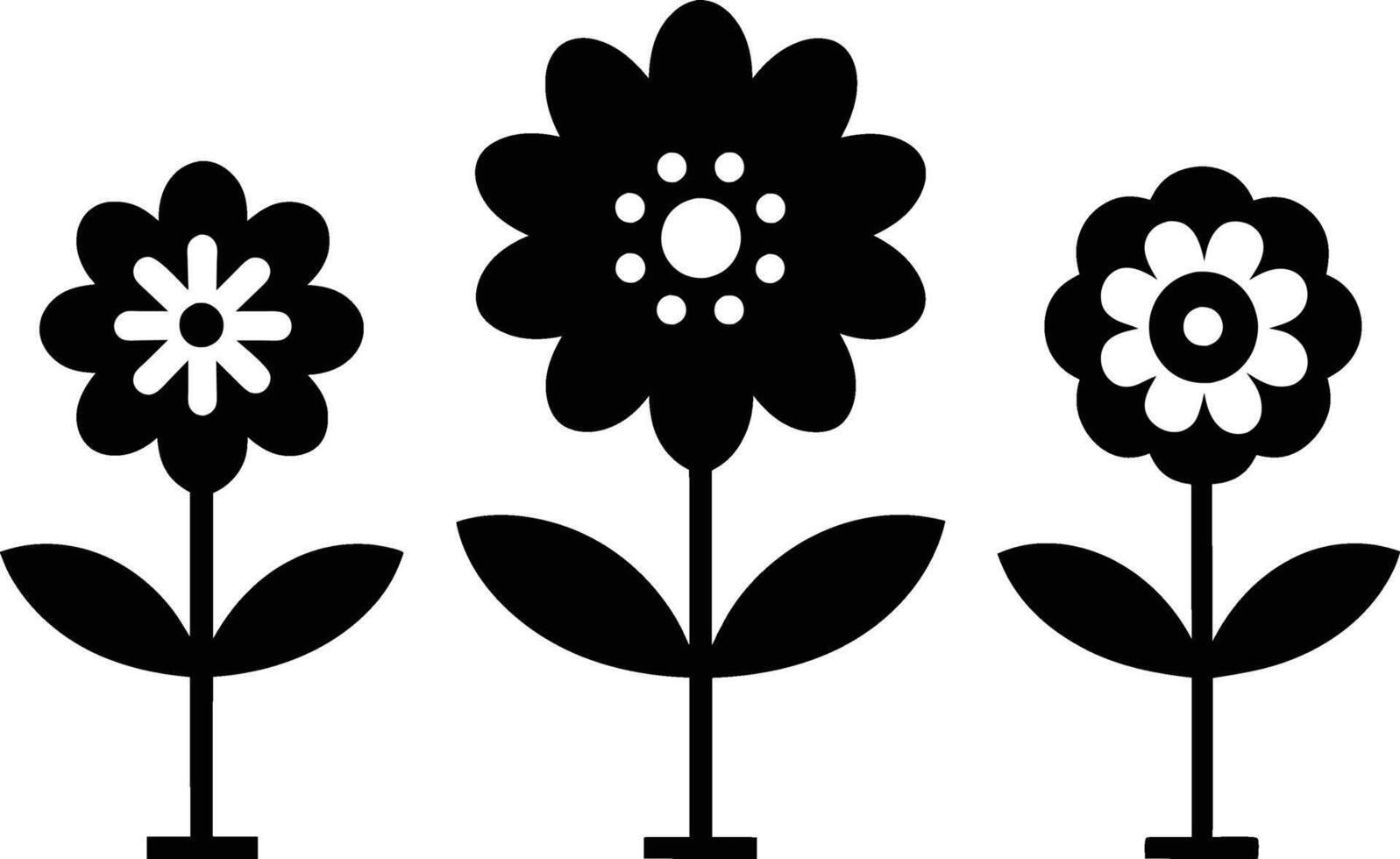 einstellen von schwarz süß Blumen Symbole auf Weiß Hintergrund vektor