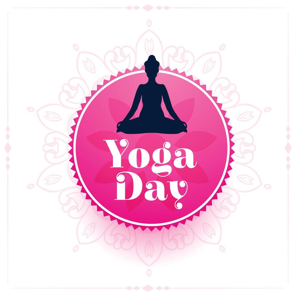 international Tag von Yoga mit weiblich Silhouette Hintergrund vektor