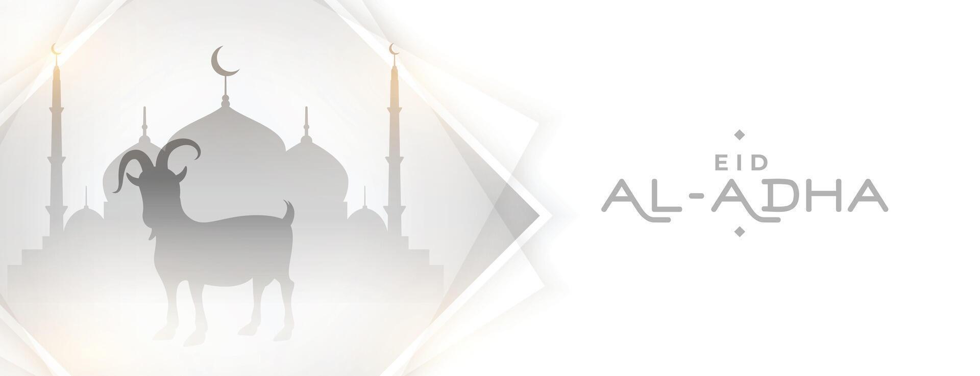 eid al adha Mubarak mit Ziege und Moschee elegant Banner vektor