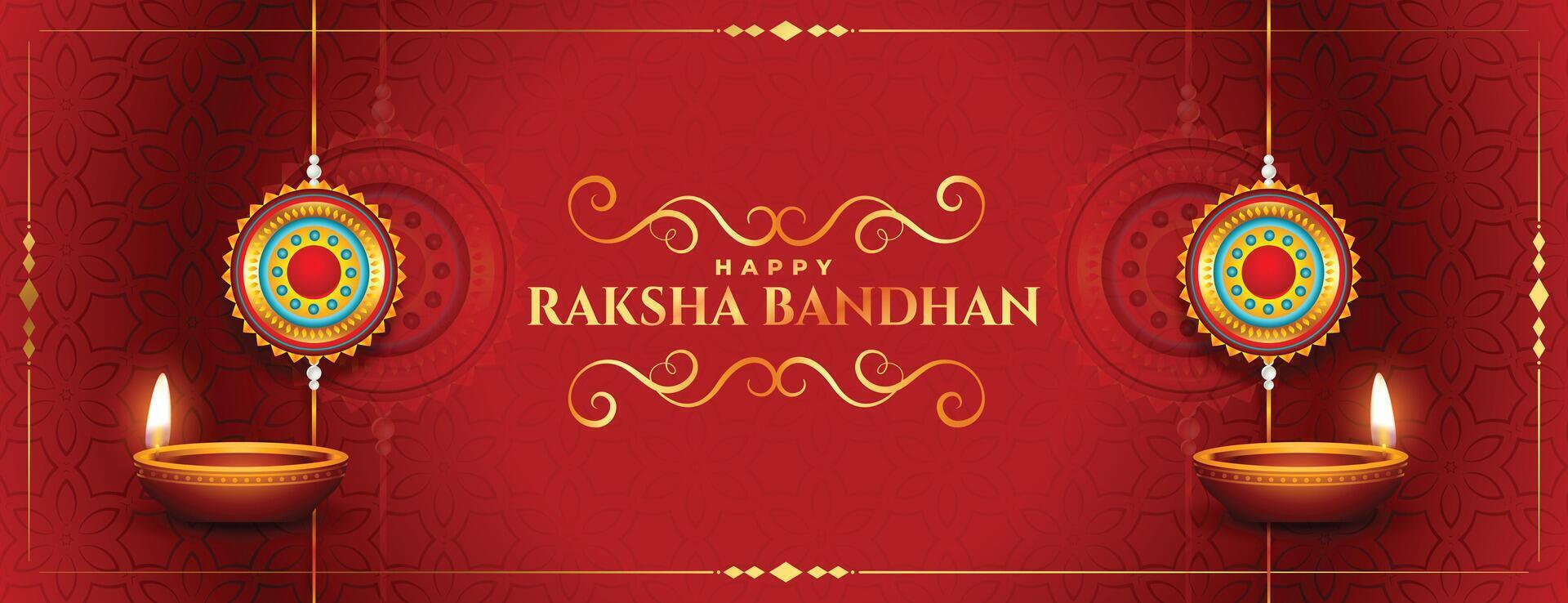 stilvoll rot glücklich Raksha Bandhan traditionell Festival Banner vektor