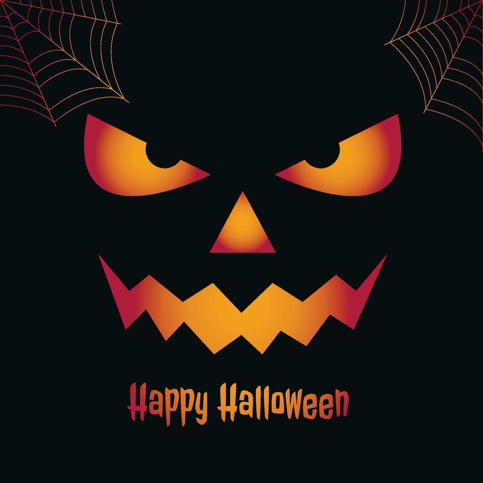 glücklich Halloween gespenstisch Karte mit unheimlich Gesicht vektor