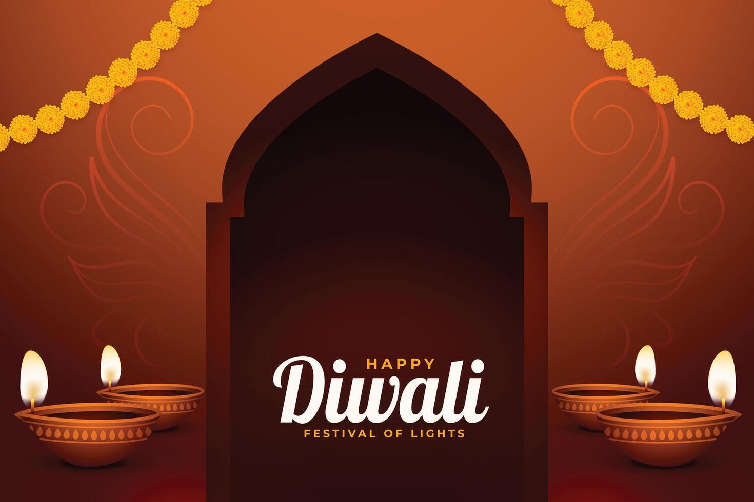 indisch religiös Diwali Festival Hintergrund im braun Farbe vektor