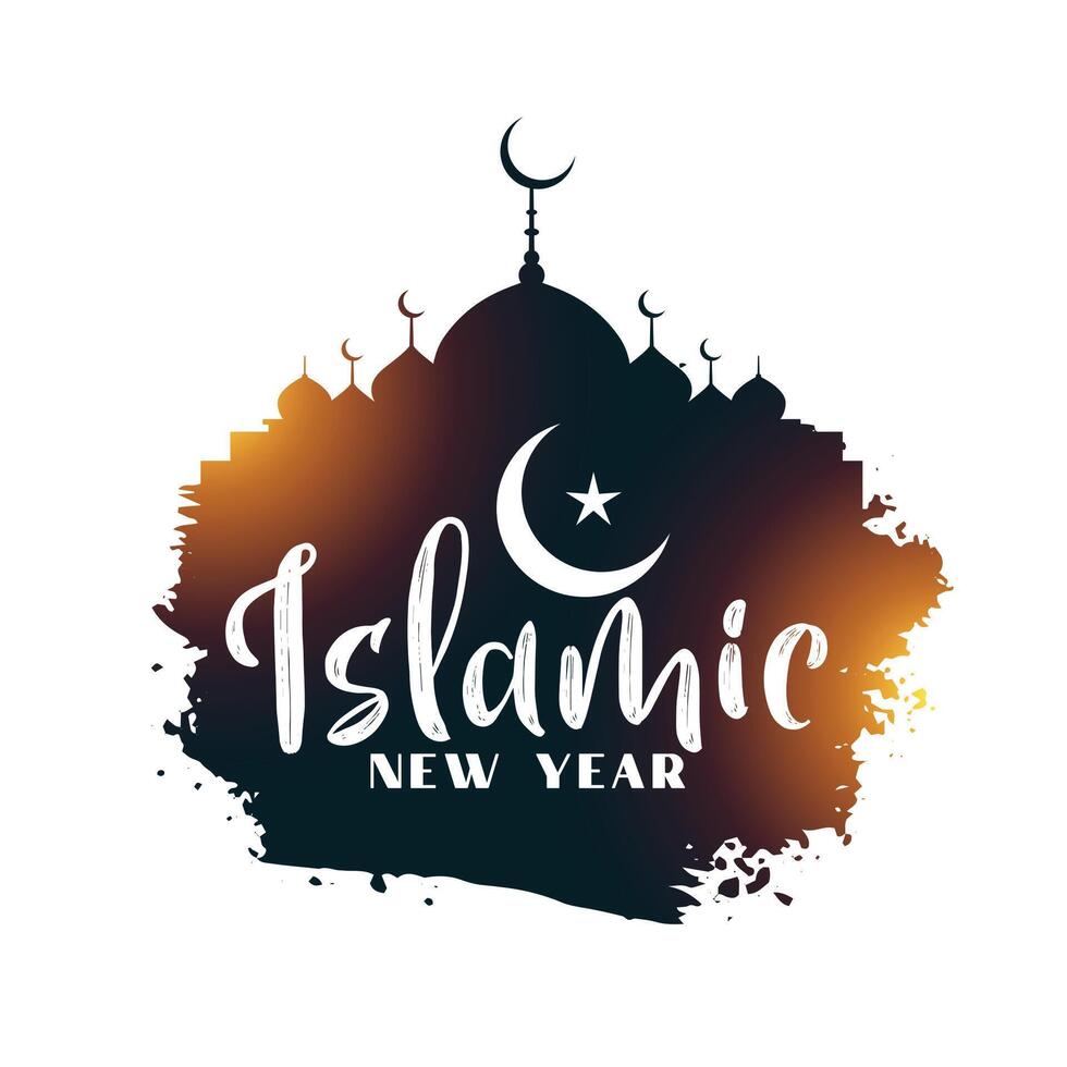 islamic ny år bakgrund med moské design vektor