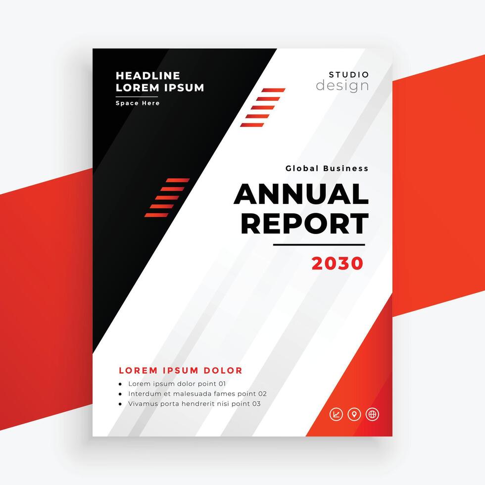 stilvoll jährlich Bericht Geschäft Broschüre im rot Farbe vektor