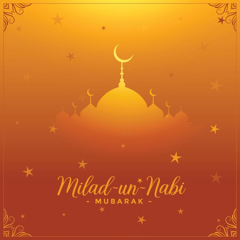 Milad un Nabi islamisch Festival Karte golden Hintergrund vektor
