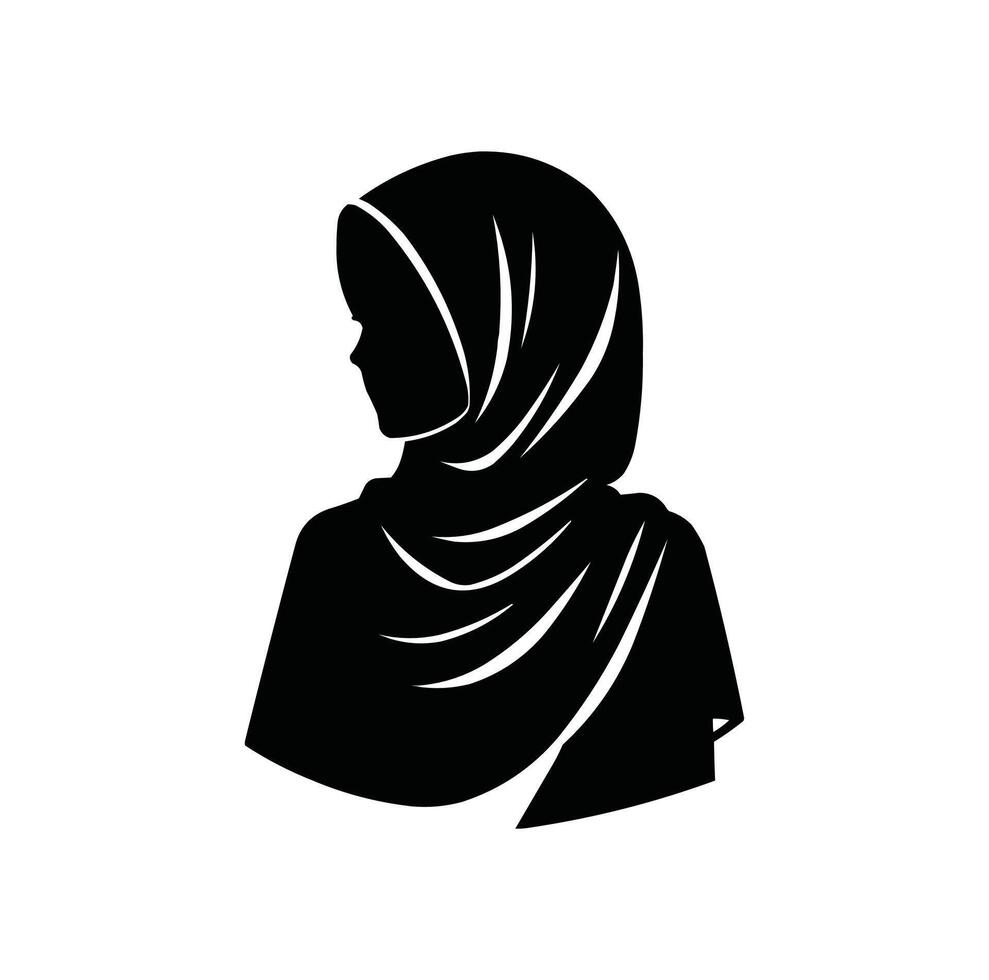 Muslim Mädchen Hijab Symbol Vektor Illustration Silhouette