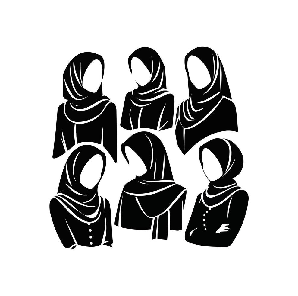 Muslim Mädchen Hijab Symbol Vektor Illustration Silhouette