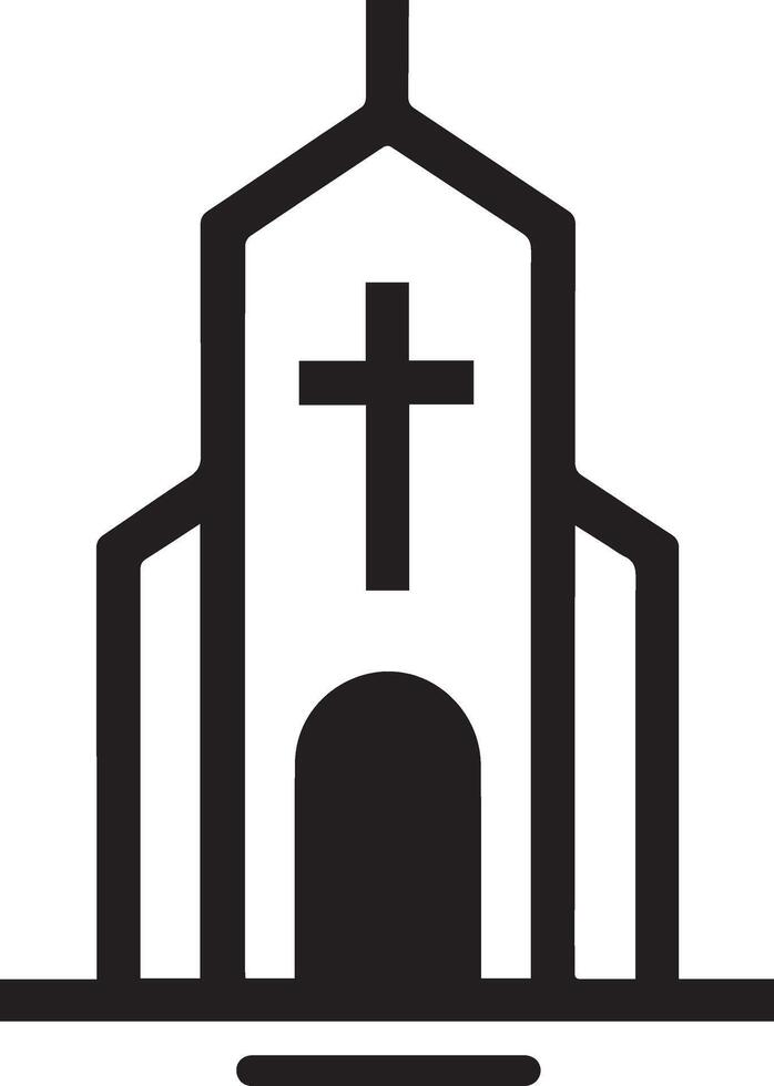 logotyp av en kyrka terar en korsa och kyrka byggnad. kyrka emblem visa upp en korsa och kyrka strukturera. symbol av en kyrka med en korsa och kyrka byggnad vektor