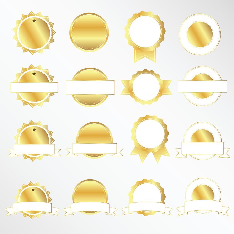 Sammlung golden Abzeichen Etikette Etikett Rand Luxus Design zum Belohnung Gewinner Garantie vektor